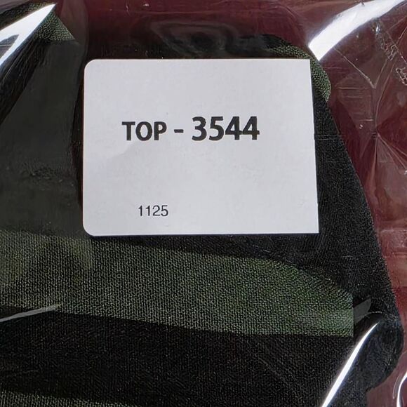 GB Green Black Striped Roll Tab Blouse Sheeer Size L - Picture 7 of 7